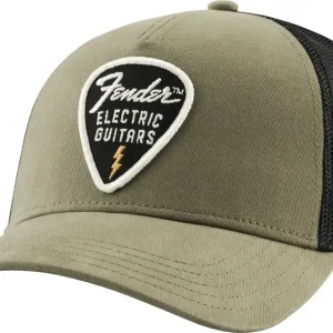 Zertifiziert Fender Snap Back Pick Patch Hat Olive Basecap