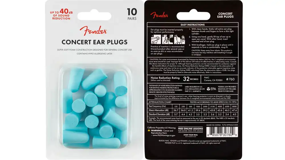 Preisknaller Fender Concert Ear Plugs 10 Paar Daphne Blue