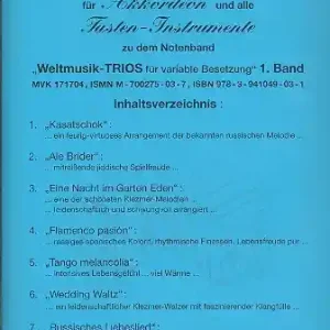 Top-Angebot Weltmusik-Trios Band 1 für variables Ensemble