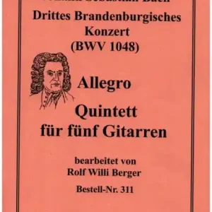 Neu Brandenburgisches Konzert Nr.3 BWV1048 Satz 3 für 5 Gitarren