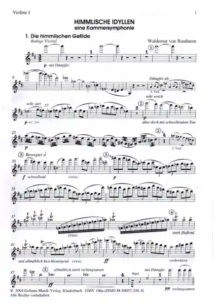 Zertifiziert Himmlische Idyllen für 3 Violinen, 3 Violen, 3 Violoncelli, Kontrabass und Orgel