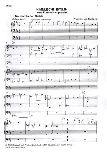 Sonderangebot Himmlische Idyllen für 3 Violinen, 3 Violen, 3 Violoncelli, Kontrabass und Orgel