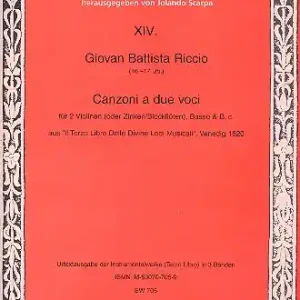 Highlight Canzoni a due voci für 2 Violinen (Zinken/Blockföten), Basso und Bc