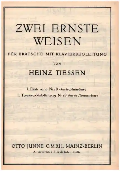 Knallerangebot Zwei ernste Weisen für Viola und Klavier