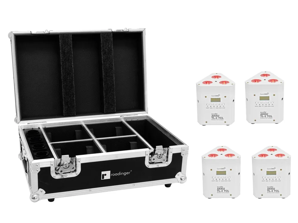 EUROLITE Set 4x AKKU TL-3 TCL weiß QuickDMX + Case mit Ladefunktion Nur Für Kurze Zeit