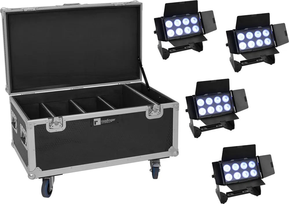 Wochenendangebot Eurolite Multiflood Set 4x Multiflood IP 8x10W RGBW Wash CRMX + Case