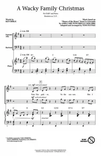 Sonderangebot A Wacky Family Christmas for mixed chorus (SAB) and piano