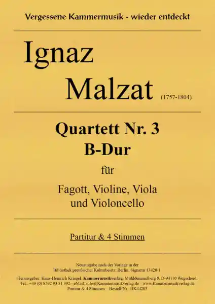 Neue Ware Quartett Nr.1 F-Dur für Fagott, Violine, Viola und Violoncello