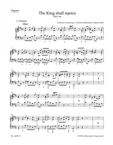 The King shall rejoice HWV260 für gem Chor und Orchester Nur Heute