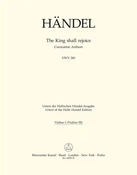 The King shall rejoice HWV260 für gem Chor und Orchester Direkt Vom Hersteller