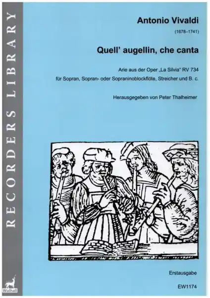 Versand Am Gleichen Tag Quell' augellin, che canta für Sopran, Sopran- oder Sopraninoblockflöte, Streicher und Bc