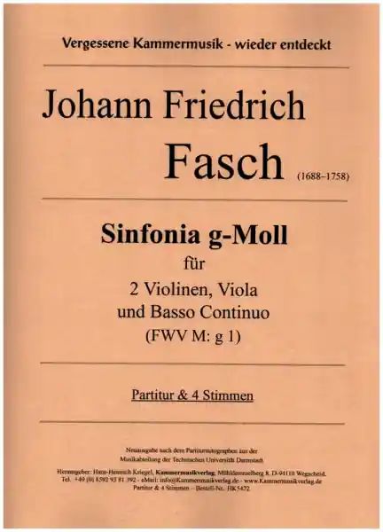 Schneller Versand Sinfonia g-Moll FWV M:g1 für 2 Violinen, Viola und Bc