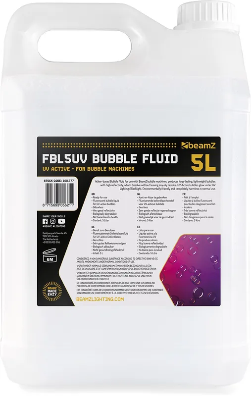 Kostenloser Versand beamZ FBL5UV Seifenblasenflüssigkeit 5L UV-aktiv
