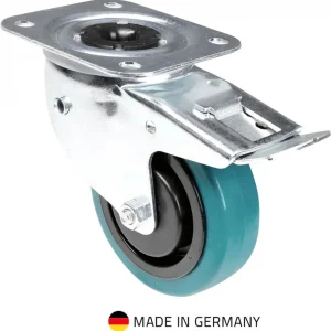Tente 37038 - Lenkrolle 100 mm mit petrolfarbigem Rad, Feststeller und Richtungsselbststeller Günstig