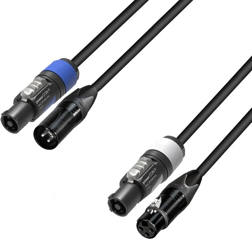 Markenprodukt Adam Hall Cables 5 STAR H PCON A 0300 - Hybridkabel | Audio Neutrik® XLR x powerCON® | 3 m
