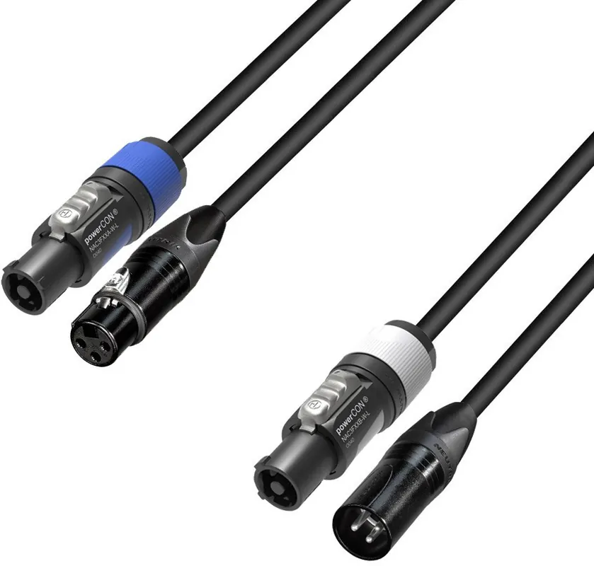 Preiswert Adam Hall Cables 5 STAR H PCON D 0150 - Hybridkabel | DMX Neutrik® 3-Pol XLR x powerCON® | 1,5 m