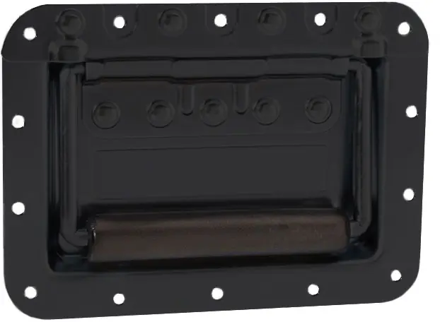 Adam Hall Hardware 34085 BLK - Klappgriff groß gefedert in Einbauschale 14mm tief, schwarz Super-Preis