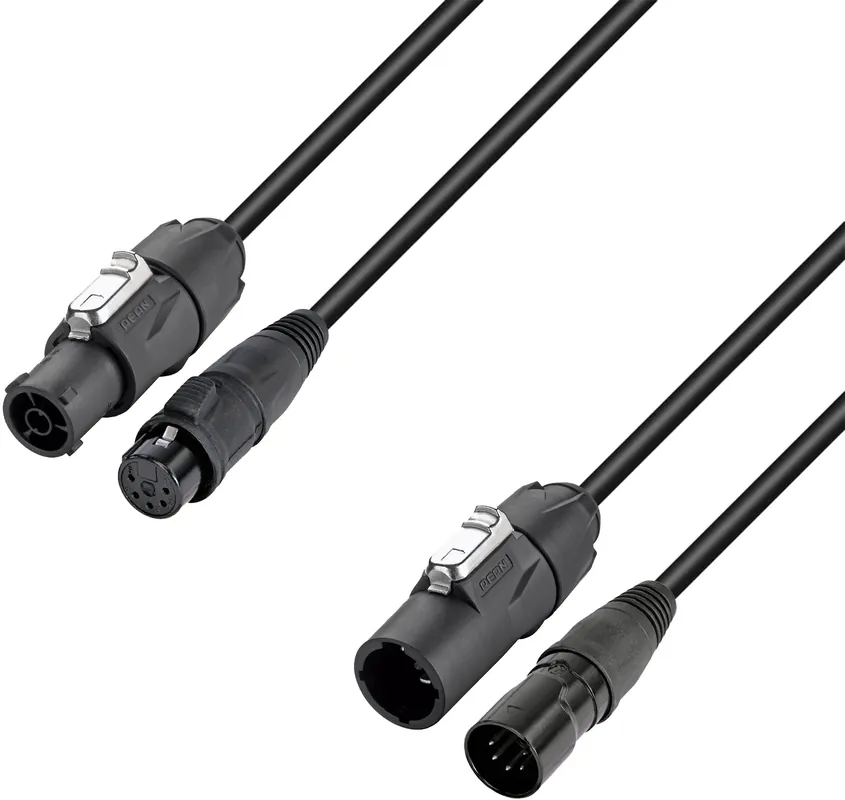 Preisreduziert Adam Hall Cables 4 STAR H TCON 5D 1000 - Hybridkabel | Netz & DMX | XLR 5-Pol x X-Series IP65 | 10 m