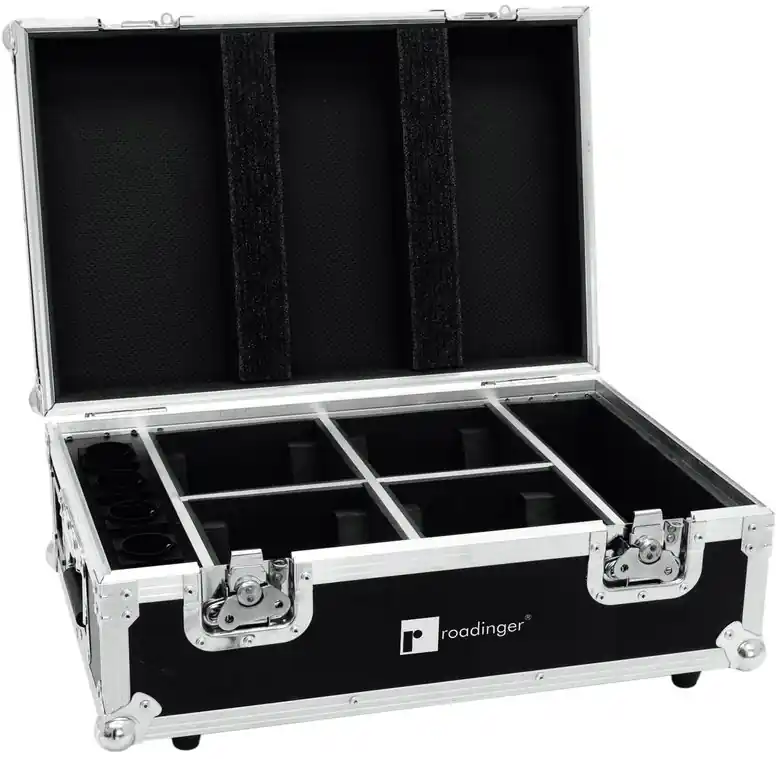 ROADINGER Flightcase 4x AKKU TL-3 Trusslight QuickDMX mit Ladefunktion Highlight