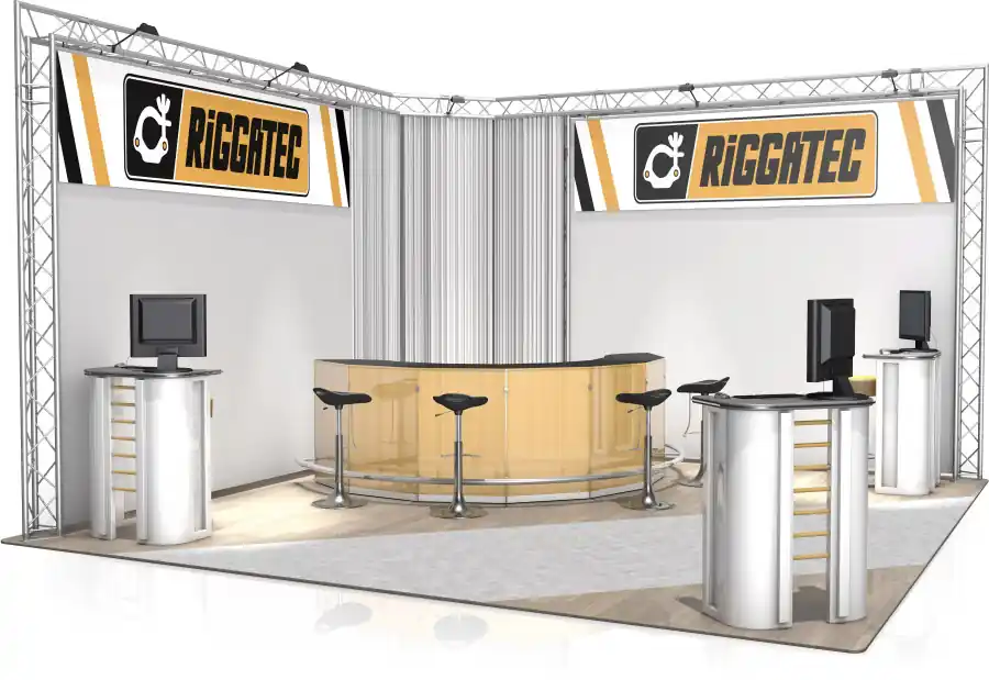 Garantierte Lieferung Messestand FD 23 - 4,7 x 4,7 x 3 m (LxBxH) - 22 m²