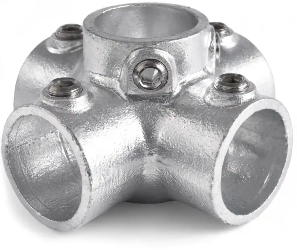 Günstig Riggatec Rohrverbinder Kreuzstück für Stützrohr für 48,3 mm Rohr in Silber