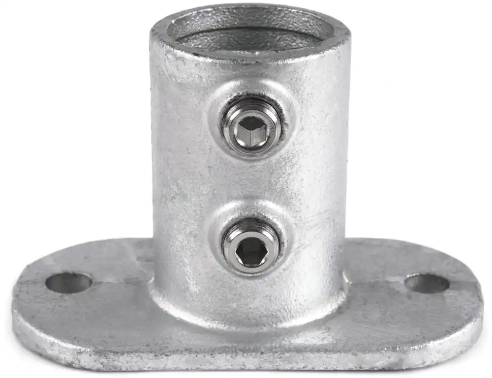 Riggatec Rohrverbinder Fußplatte oval für 48,3 mm Rohr in Silber Highlight