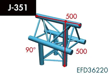 Markenprodukt X3K-30/H (Heavy Duty) J-351 3-Weg T-Stück, Winkel 90°, Spitze ob