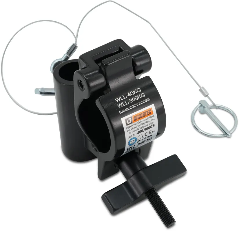Riggatec Halbschelle - Studio Clamp breit schwarz bis 300kg (48-51mm), für 28mm TV Zapfen und Spigot Günstig