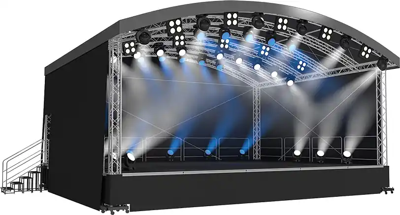 Saisonangebot Naxpro-Truss Rundbogendach-Bühne AR06 - 6,00 x 3,98/4,60 x 4,19 m (BxLxH)