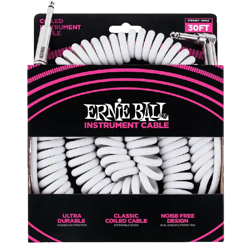 Geprüft Ernie Ball Spiralkabel, weiß, gerade/gewinkelt, 9,14m