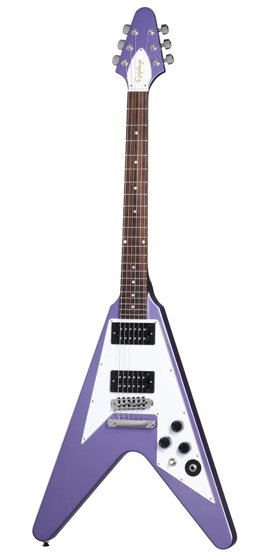 Solange Der Vorrat Reicht Epiphone Kirk Hammett 1979 Flying V Purple Metallic