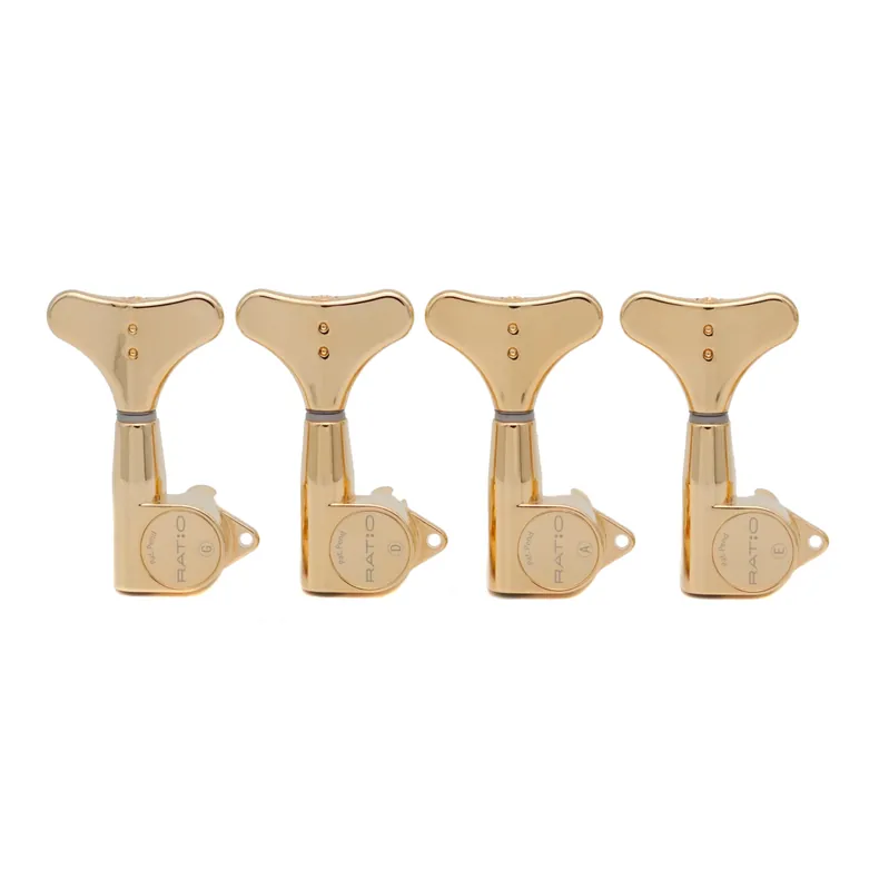 Aktuell Graph Tech PRB-4400-G0 Ratio Bass Machine Heads with Y-Style Button - 4-String, 4-in-Line, Bass Side (Left) - Gold