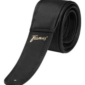 Expressversand Framus Teambuilt Synthetic Leather Guitar Strap - Black, Gold Embossing