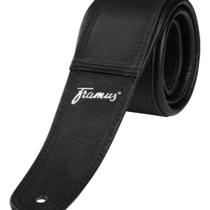 Framus Masterbuilt Genuine Leather Guitar Strap - Black, Silver Embossing Highlight
