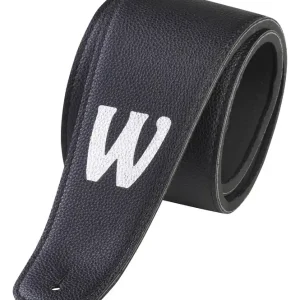 Warwick Synthetic Leather Bass Strap with Neoprene Padding - Black, Silver Embossing Sichere Zahlung