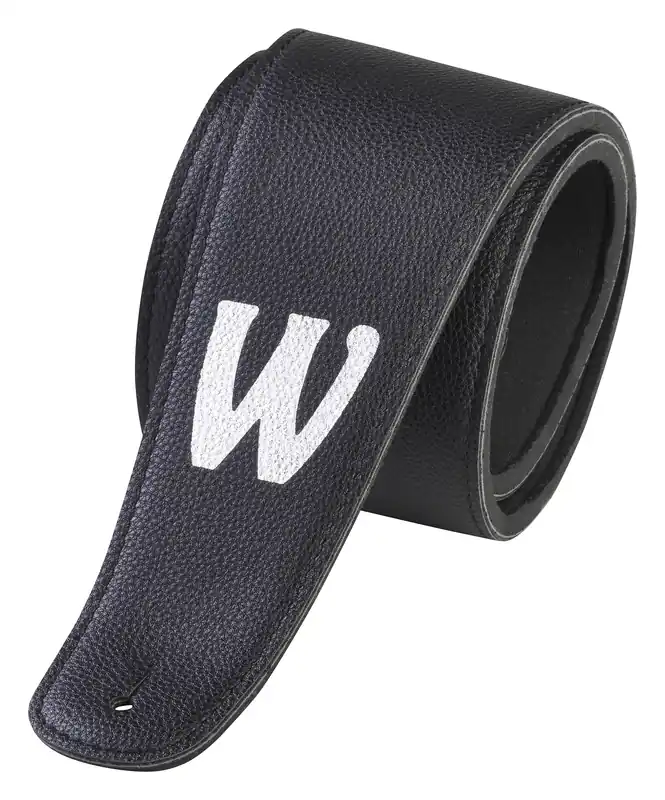Warwick Synthetic Leather Bass Strap with Neoprene Padding - Black, Silver Embossing Sichere Zahlung