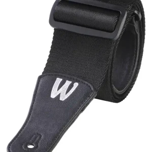 Warwick Nylon Bass Strap - Black, Silver Embossing Neuheit