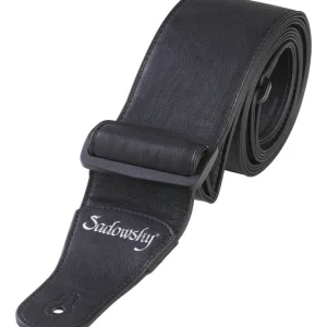 Sadowsky Synthetic Leather Bass Strap - Black, Silver Embossing Bestpreis