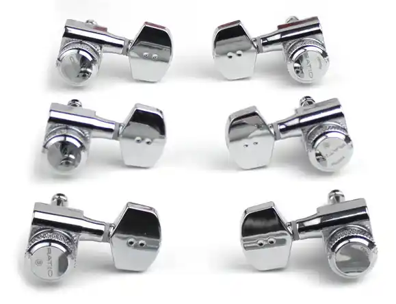 Graph Tech PRL-8311-LC0 Ratio Electric Locking Machine Heads with Contemporary Button - 3 + 3, Lefthand - Chrome Zertifiziert