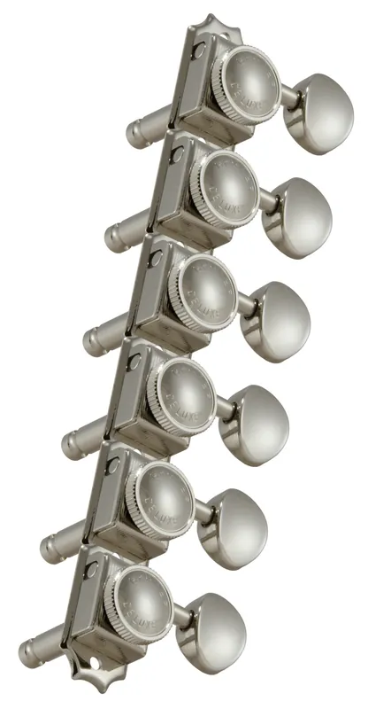 Günstig Grover 533N6 Vintage Locking Rotomatics with Metal Button - Guitar Machine Heads, 6-in-Line, Bass Side (Left) - Nickel