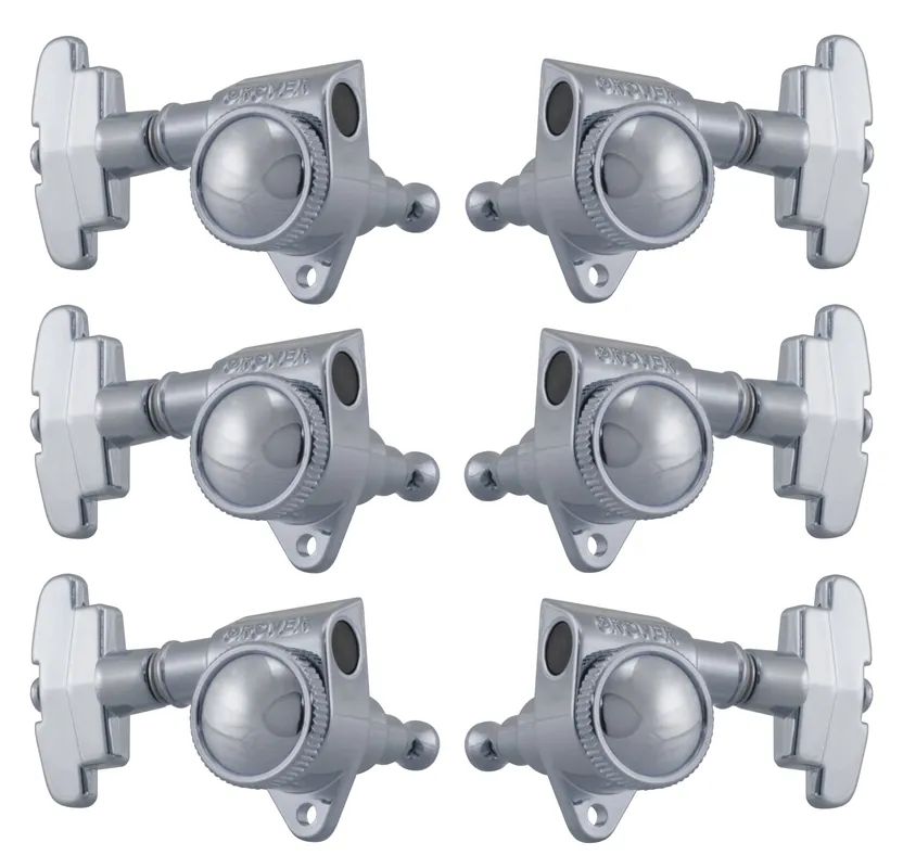 Grover 509C Roto-Grip Locking Super Rotomatics with 3-Step Button - Guitar Machine Heads, 3 + 3 - Chrome Geprüft