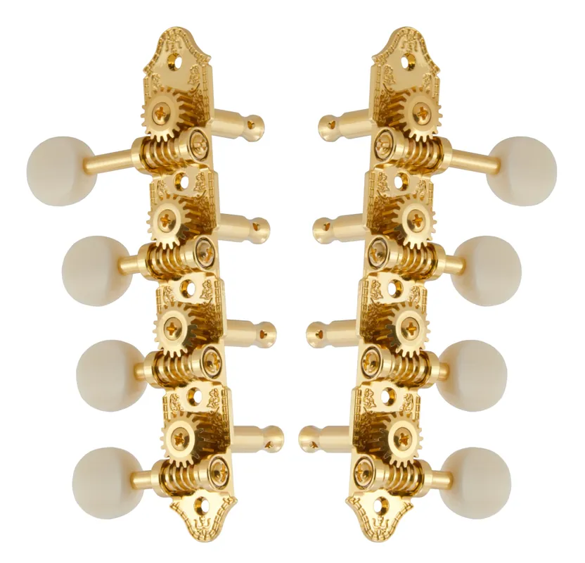 Wochenendangebot Grover 409FVGW Professional Mandolin Vintage "F"-Style Machine Heads with White Button - Standard, 4 + 4 - Gold