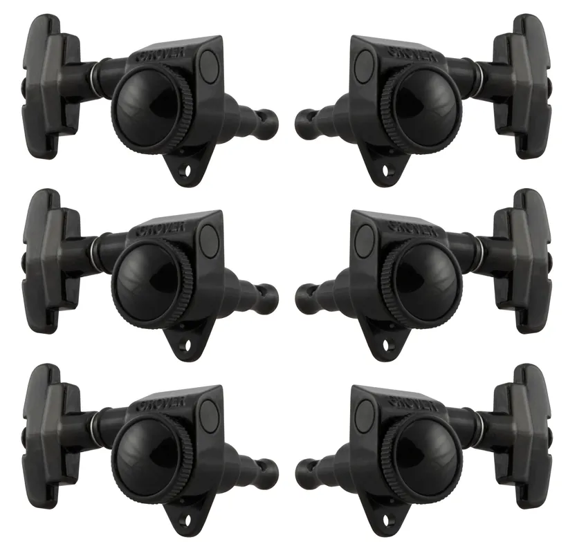 Grover 509BC Roto-Grip Locking Super Rotomatics with 3-Step Button - Guitar Machine Heads, 3 + 3 - Black Chrome Sofort Bestellen