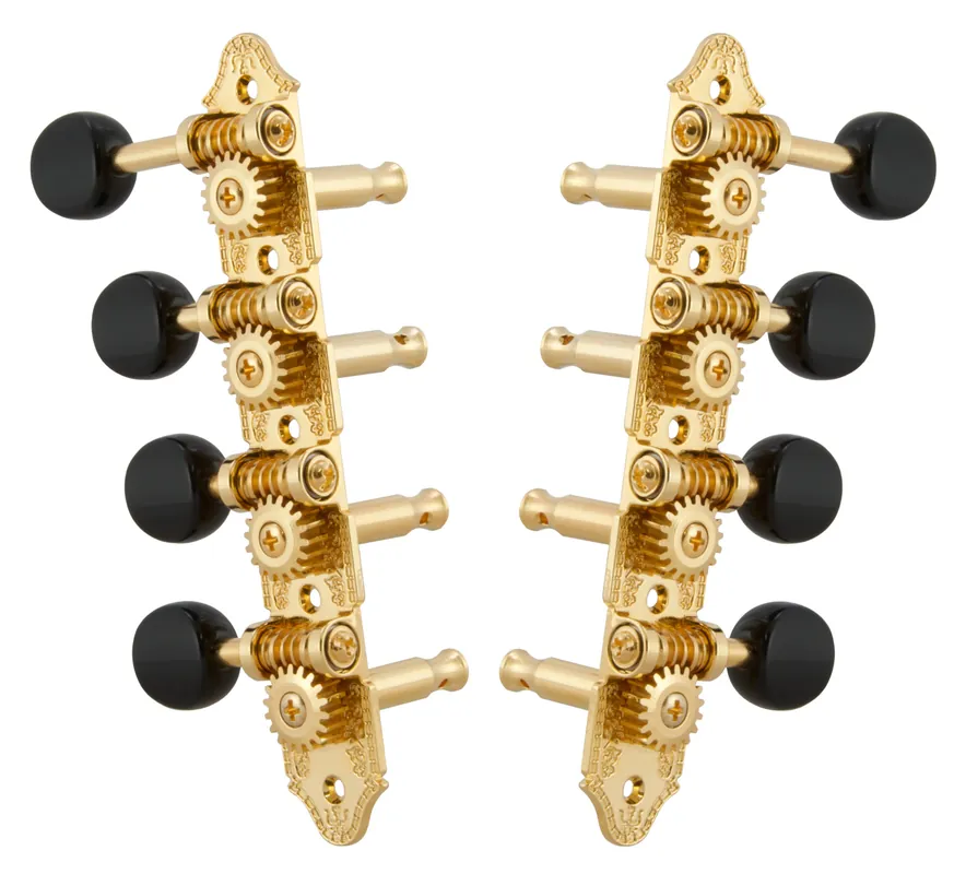 Grover 409FGB Professional Mandolin Standard "F"-Style Machine Heads with Black Button - Standard, 4 + 4 - Gold Preisreduziert