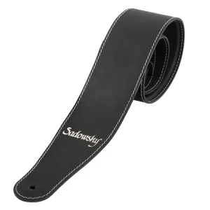 Schneller Versand Sadowsky MetroLine Genuine Leather Bass Strap - Black, Silver Embossing