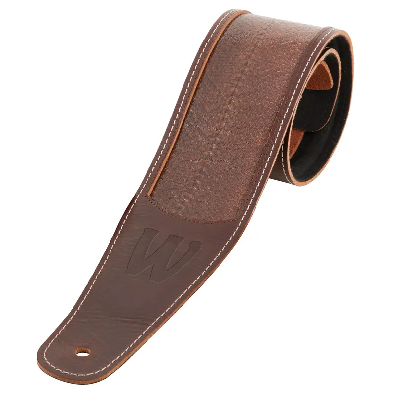 Warwick Masterbuilt Genuine Leather Bass Strap - Brown, Blind Embossing Kracherpreis