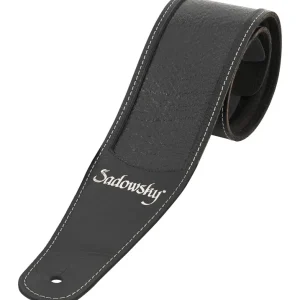 Billig Sadowsky MasterBuilt Genuine Leather Bass Strap - Black, Silver Embossing