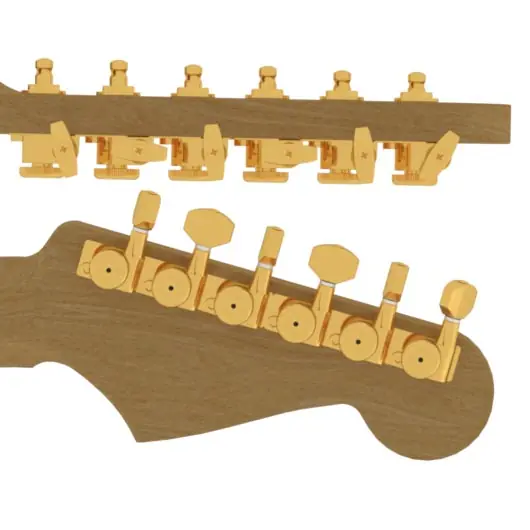 Hipshot Locking Tuner Kit with Universal Mounting Plates, 6-in-Line (right / treble side), Staggered Posts - Gold Begrenztes Angebot