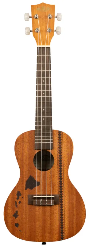 KALA KA-15C-H2 - Satin Mahogany Concert Ukulele with Hawaiian Islands and Tattoo, with Bag (UB-C) Expressversand
