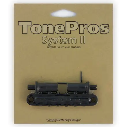 Online Kaufen TonePros TPFA B - Metric Aluminum Tune-O-Matic Bridge with Bell Brass Saddles (Large Posts / Notched Saddles) - Black
